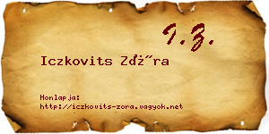 Iczkovits Zóra névjegykártya